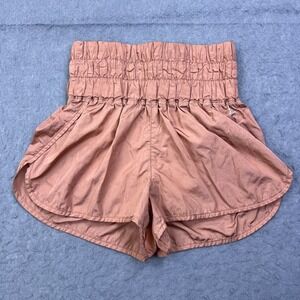 FP Movement The Way Home Womens M Peach Lined High Waist Boxer Activewear Shorts